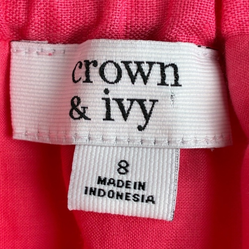 NWT Crown & Ivy Skirt Coral Pink Linen Blend Eyelet Hem Pockets Skirt 8 - Picture 7 of 9